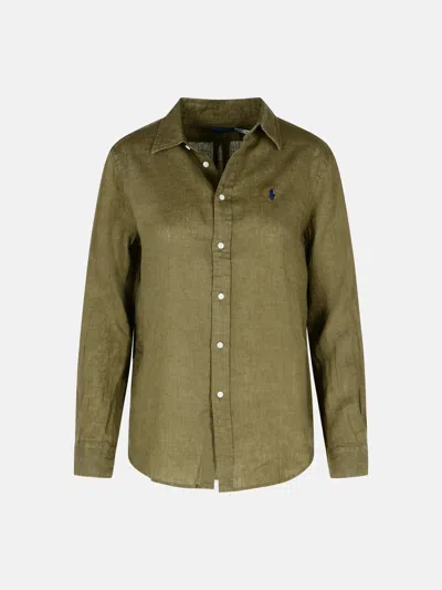 POLO RALPH LAUREN GREEN LINEN SHIRT