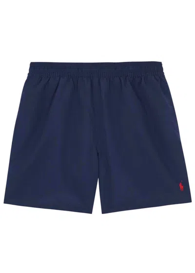 POLO RALPH LAUREN POLO RALPH LAUREN HAWAIIAN NAVY SWIM SHORTS, SHORTS, EMBROIDERED