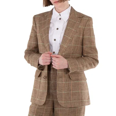 POLO RALPH LAUREN POLO RALPH LAUREN HERTIAGE PLAID LINEN-SILK BLAZER