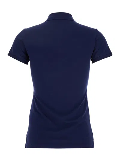 POLO RALPH LAUREN 'JULIE' BLUE POLO SHIRT WITH CLASSIC COLLAR AND PONY EMBROIDERY ON THE FRONT IN COTTON STRETCH WOMAN