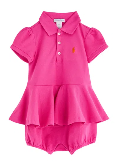 POLO RALPH LAUREN POLO RALPH LAUREN KIDS LOGO PIQUÉ STRETCH-COTTON BABYGROW