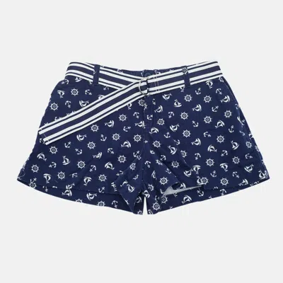 POLO RALPH LAUREN KIDS NAVY BLUE PRINTED COTTON SHORTS 8YRS