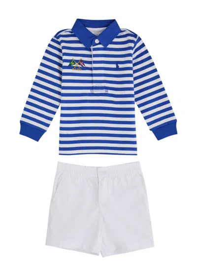 POLO RALPH LAUREN POLO RALPH LAUREN KIDS STRIPED COTTON POLO SHIRT AND SHORTS SET