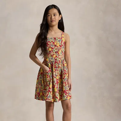 POLO RALPH LAUREN RALPH LAUREN LEMON-FLORAL SLUB COTTON DRESS