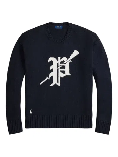 POLO RALPH LAUREN LOGO-INTARSIA CREW-NECK SWEATER