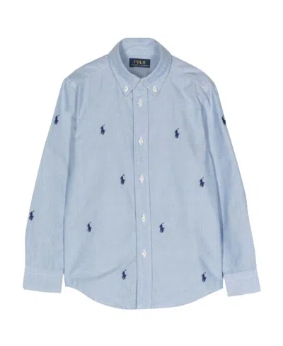 POLO RALPH LAUREN POLO RALPH LAUREN KIDS PONY EMBROIDERED CURVED HEM SHIRT