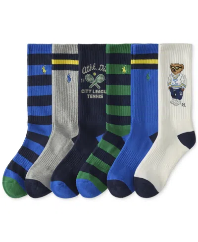 POLO RALPH LAUREN MEN'S 6-PK. ATHLETIC CLUB BEAR CREW SOCKS