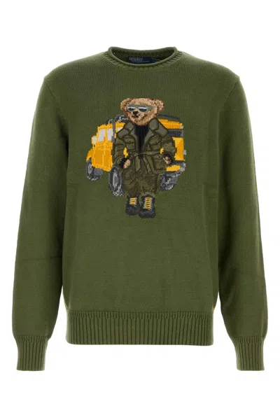 POLO RALPH LAUREN OLIVE GREEN COTTON SWEATER