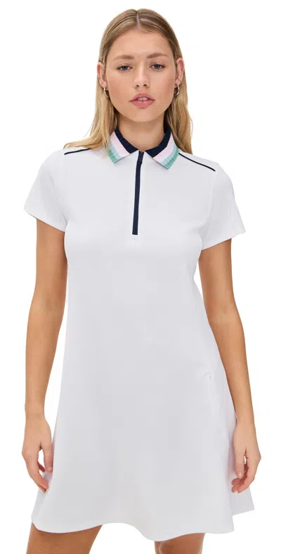POLO RALPH LAUREN PIQUE DRESS WITH SWEATER COLLAR CERAMIC WHITE/RFD NAVY MULTI