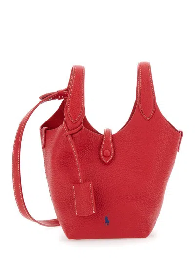 POLO RALPH LAUREN 'PLAY' RED HANDBAG WITH REMOVABLE SHOULDER STRAP AND PONY EMBROIDERY ON THE FRONT