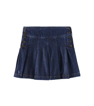 POLO RALPH LAUREN PLEATED DENIM SKIRT