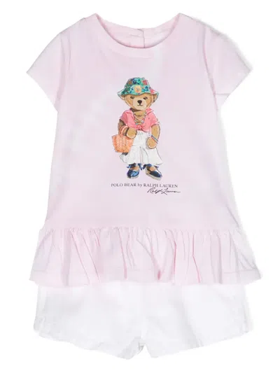 POLO RALPH LAUREN POLO BEAR COTTON SHORTS SET