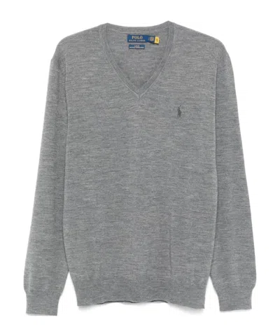 POLO RALPH LAUREN POLO RALPH LAUREN POLO PONY EMBROIDERED V-NECK JUMPER