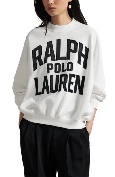 POLO RALPH LAUREN POLO RALPH LAUREN SATIN LOGO COTTON BLEND FLEECE SWEATSHIRT