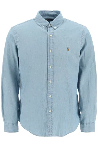 POLO RALPH LAUREN SLIM FIT SHIRT IN STONE-WASHED CHAMBRAY