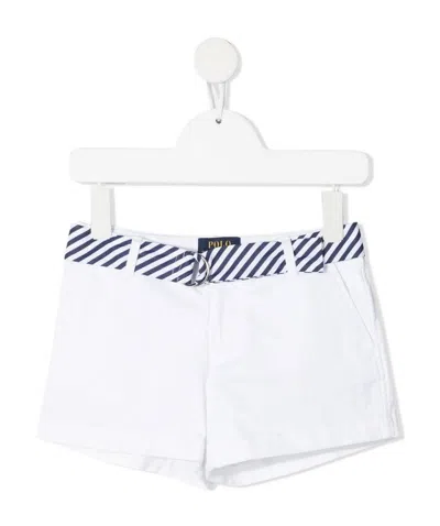 POLO RALPH LAUREN RALPH LAUREN KIDS STRIPE-PRINTED BELTED LOGO PATCH SHORTS
