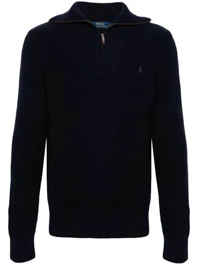 POLO RALPH LAUREN WAFFLE KNIT ZIP-UP JUMPER