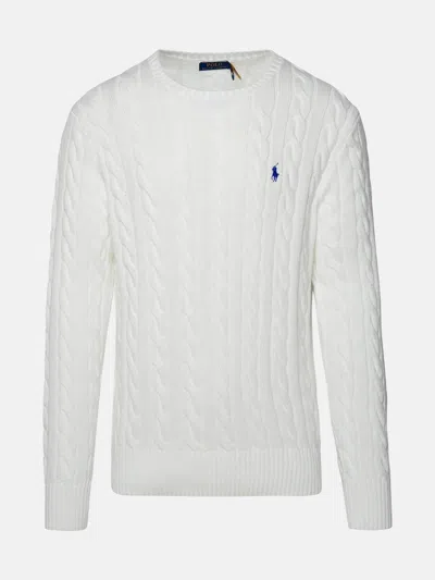 POLO RALPH LAUREN WHITE COTTON SWEATER