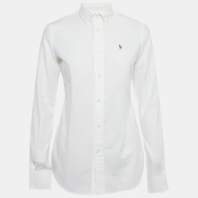 POLO RALPH LAUREN WHITE LOGO EMBROIDERED COTTON SLIM FIT SHIRT S