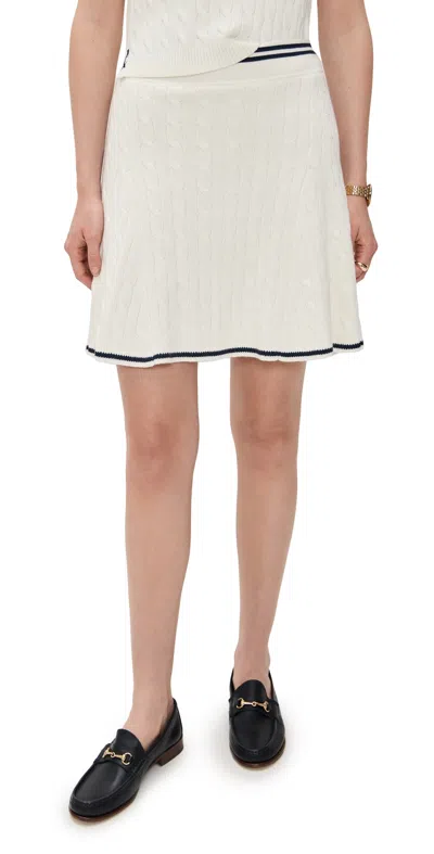 POLO RALPH LAUREN WOOL BLEND CABLE KNIT SKORT WHITE SPLASH/REFINED NAVY