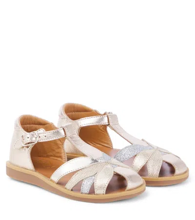 POM D'API POPPY OTO METALLIC LEATHER SANDALS