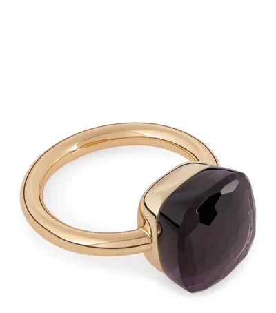 POMELLATO MIXED GOLD AND AMETHYST NUDO CLASSIC RING