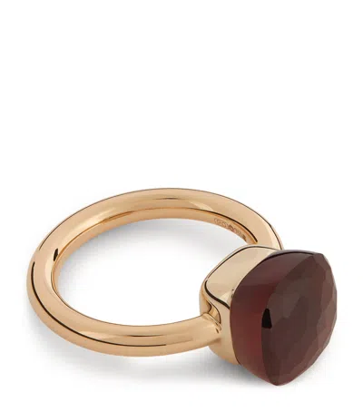POMELLATO MIXED GOLD AND GARNET NUDO CLASSIC RING