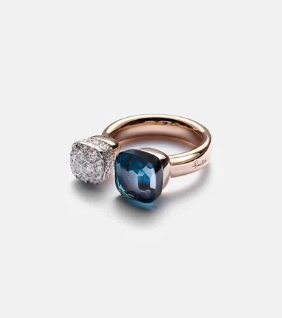 POMELLATO NUDO 18KT GOLD RING WITH TOPAZ AND DIAMONDS