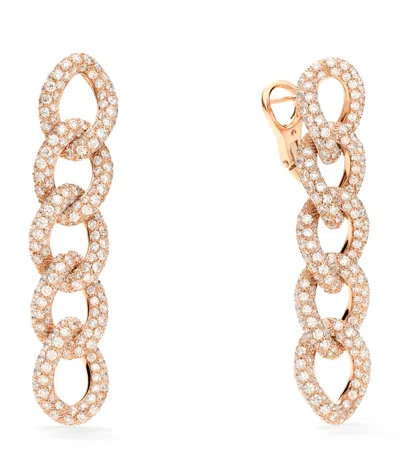POMELLATO ROSE GOLD AND DIAMOND CATENE EARRINGS
