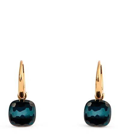 POMELLATO POMELLATO ROSE GOLD AND TOPAZ PETIT NUDO DROP EARRINGS
