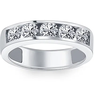 POMPEII3 1 1/4CT DIAMOND WEDDING RING CHANNEL SET MENS RING 14K WHITE GOLD
