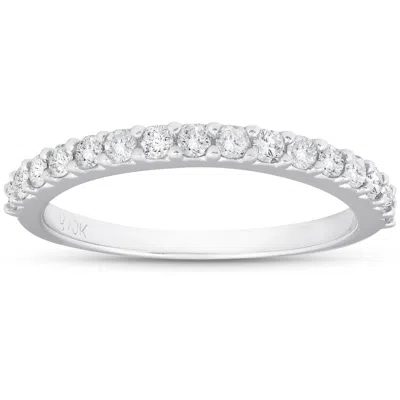 POMPEII3 1/2CT DIAMOND WEDDING RING STACKABLE WOMENS ANNIVERSARY BAND 10K WHITE GOLD