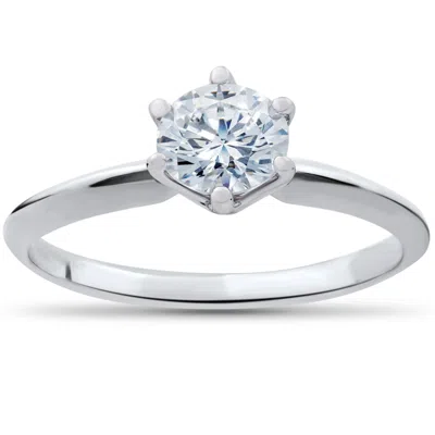 POMPEII3 1/3 CT SOLITAIRE DIAMOND ENGAGEMENT RING 14K WHITE GOLD