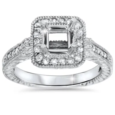 POMPEII3 1/3CT VINTAGE PRINCESS CUT ENGAGEMENT RING SETTING 14K WHITE GOLD