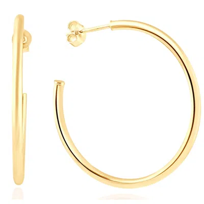 POMPEII3 14K YELLOW GOLD 2MM DESIGNER HOOPS WOMEN'S EARRINGS 1 3/4" TALL 1.60GRAMS