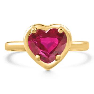 POMPEII3 14K YELLOW GOLD 9MM RUBY HEART RING