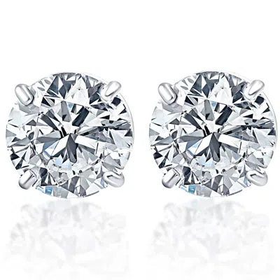POMPEII3 1.50CT ROUND BRILLIANT CUT NATURAL QUALITY SI1-SI2 DIAMOND STUD EARRINGS IN 14K GOLD BASKET SETTING