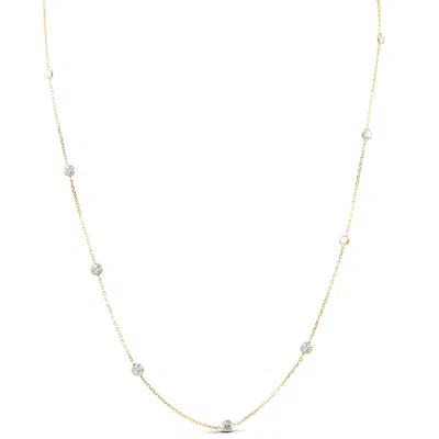 POMPEII3 2 TCW DIAMOND BEZEL STATION NECKLACE 14K YELLOW GOLD