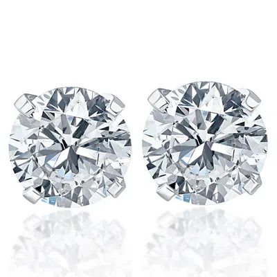 POMPEII3 2.00CT ROUND BRILLIANT CUT NATURAL DIAMOND STUD EARRINGS 14K GOLD CLASSIC SETTING