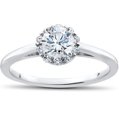POMPEII3 3/4 CT LAB CREATED DIAMOND MADELYN HALO ENGAGEMENT RING 14K WHITE GOLD