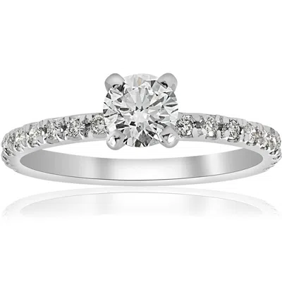 POMPEII3 3/4CT DIAMOND ENGAGEMENT RING FRENCH PAVE SET 14K WHITE GOLD