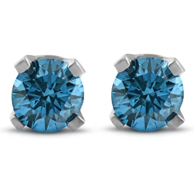 POMPEII3 3/8CT BLUE DIAMOND STUDS 14K WHITE GOLD