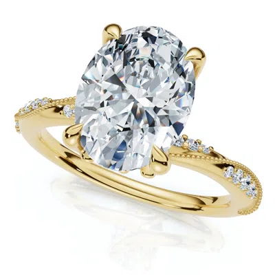 POMPEII3 3CT OVAL DIAMOND ENGAGEMENT CAMELLIA RING 14K GOLD LAB GROWN