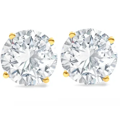 POMPEII3 6.85CT ROUND DIAMOND STUDS 14K YELLOW GOLD LAB GROWN SCREW BACK EARRINGS