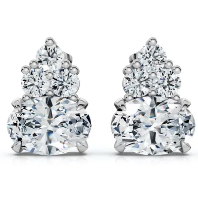 POMPEII3 CERTIFIED 5CT OVAL DIAMOND STUDS 14K GOLD LAB GROWN FG/VS