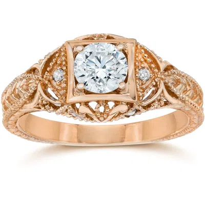 POMPEII3 EMERY 5/8 CT VINTAGE DIAMOND ANTIQUE ENGAGEMENT 14K ROSE GOLD