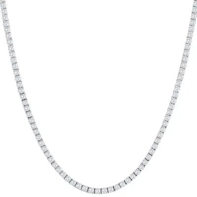 POMPEII3 HUGE 28 CT MEN'S NATURAL DIAMOND TENNIS NECKLACE 14K WHITE GOLD 22"