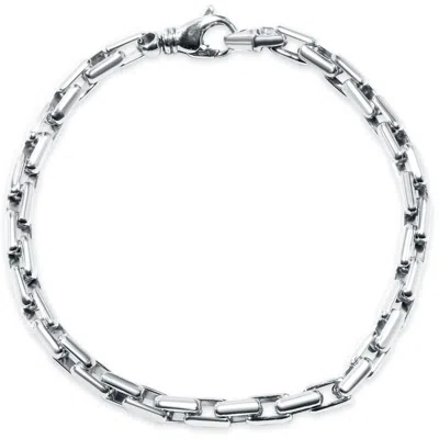 POMPEII3 MEN'S STEEL SINGLE TONE CLASP 7.5MM TIGHT LINK 8.5 " BRACELET
