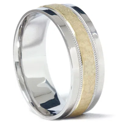 POMPEII3 MENS 950 PLATINUM & 18K GOLD HAMMERED WEDDING BAND RING