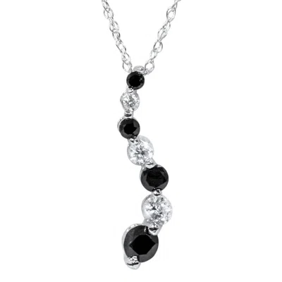 POMPEII3 WHITE GOLD 1/2CT BLACK & WHITE DIAMOND JOURNEY PENDANT